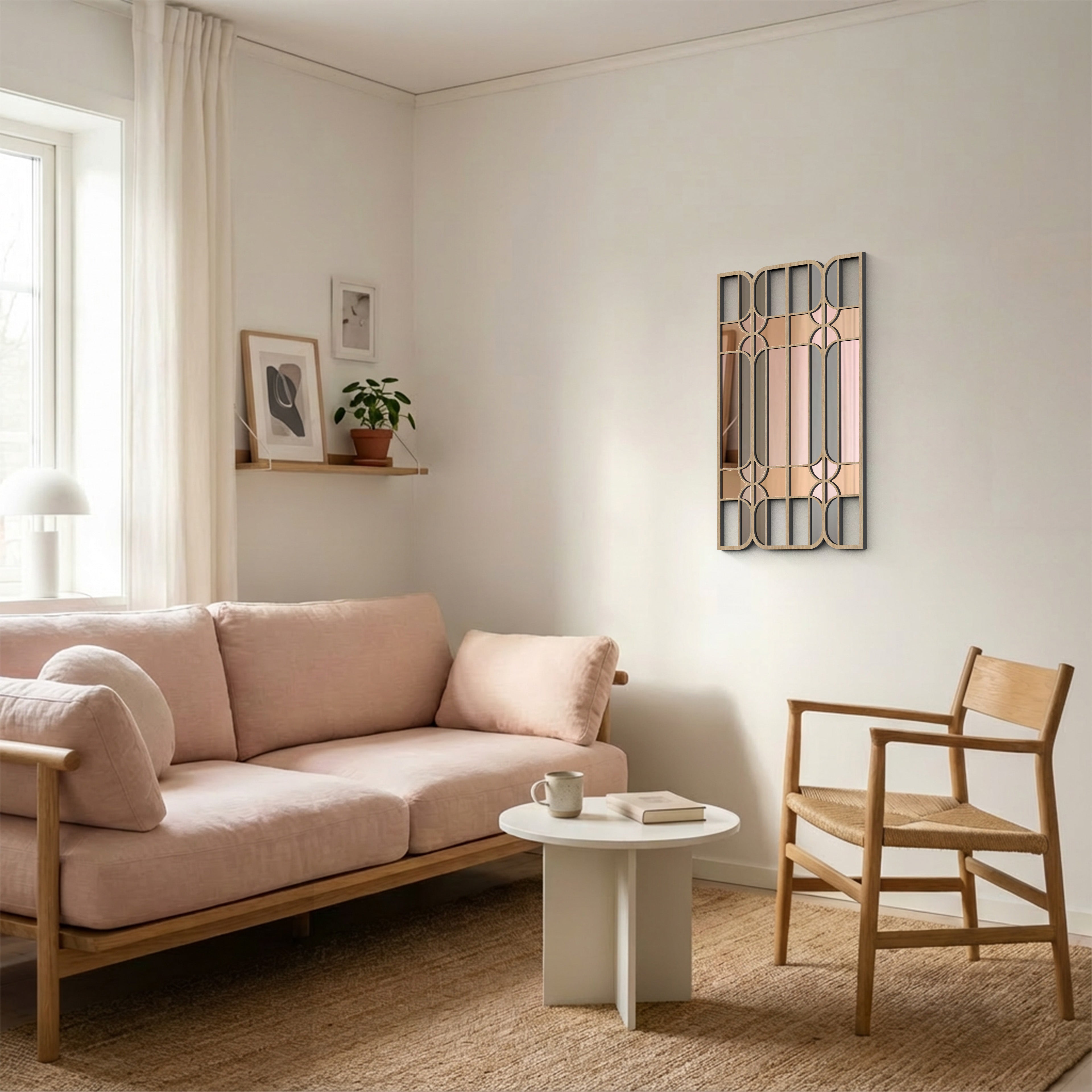 Square Patterned Mirror – Soft pastels mirror Wall Art