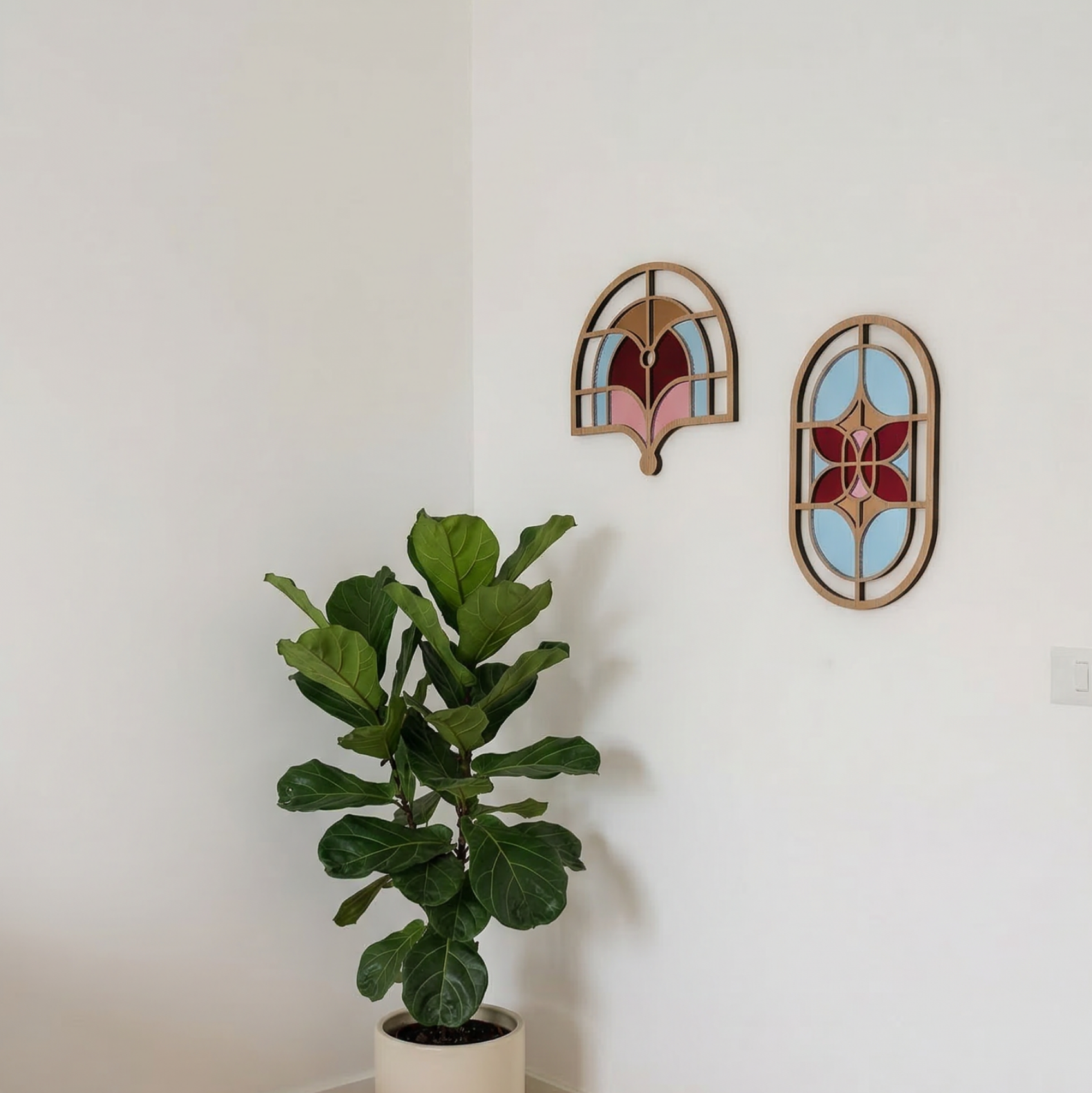 Oval Colored Mirror – Floral mirror Wall Art