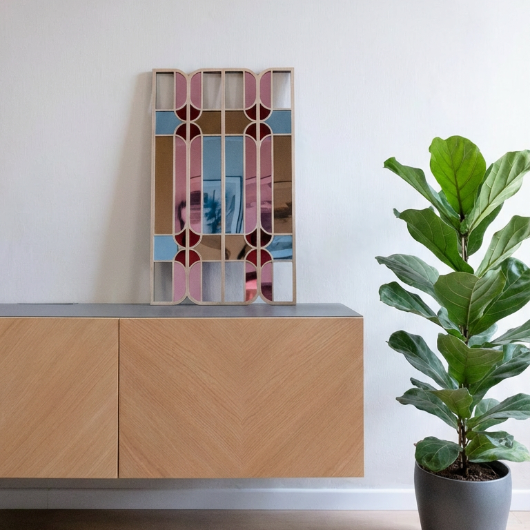 Square Patterned Mirror – Floral mirror Wall Art