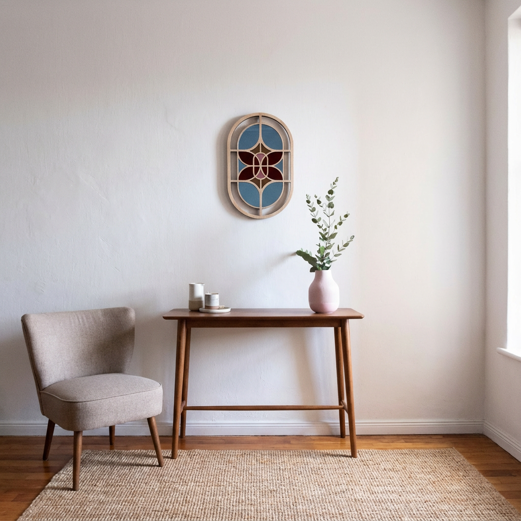 Oval Colored Mirror – Floral mirror Wall Art