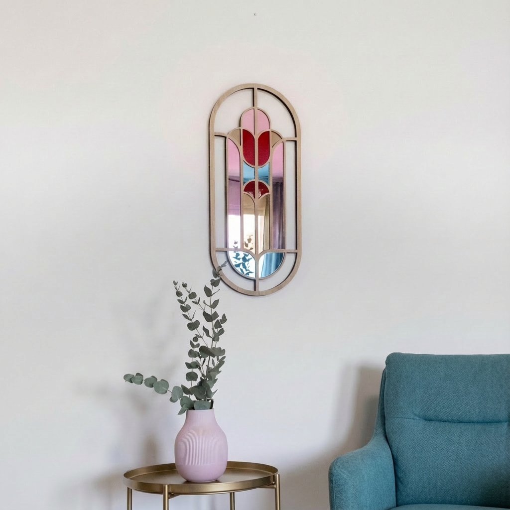 Long Oval Mirror – Floral mirror Wall Art