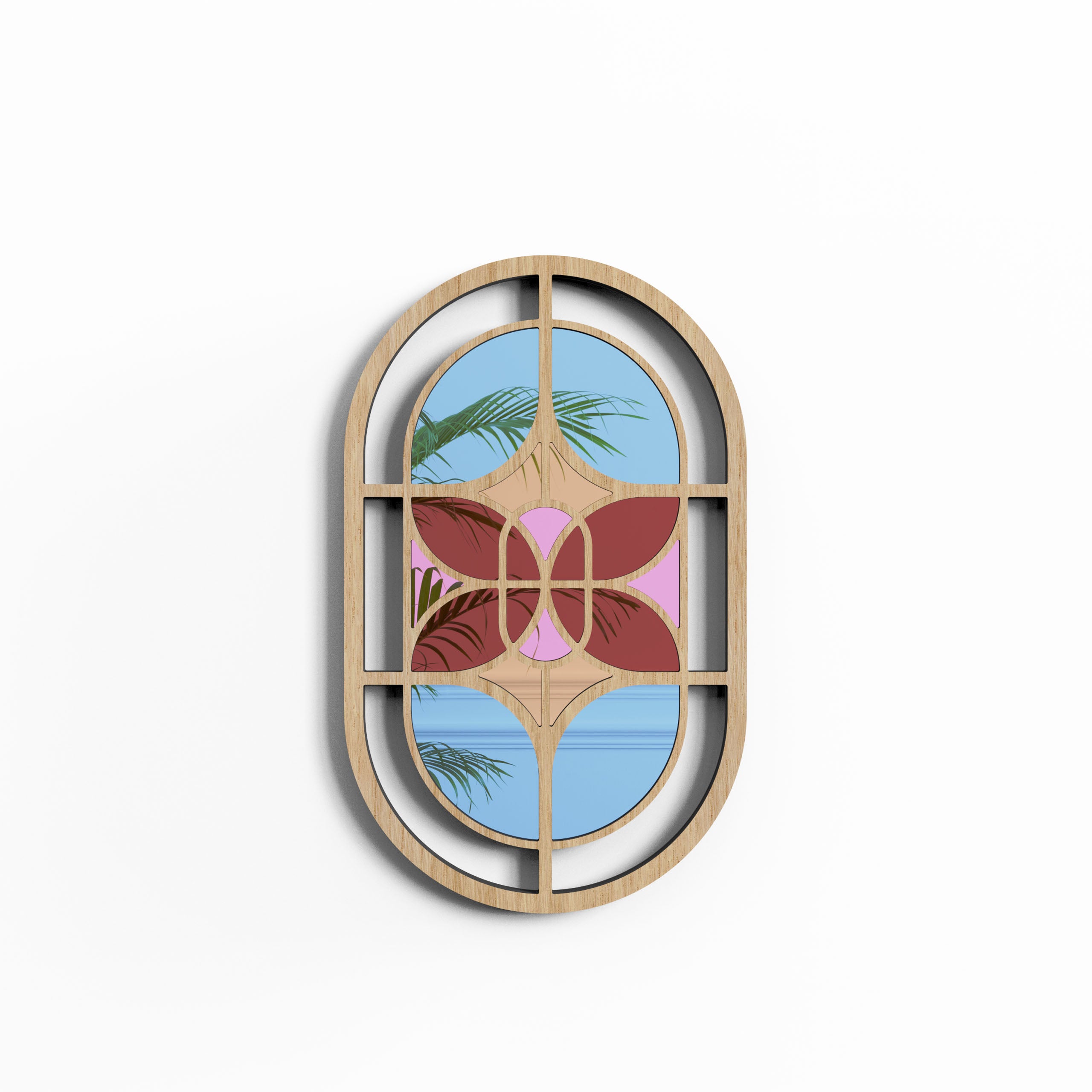 Oval Colored Mirror – Floral mirror Wall Art