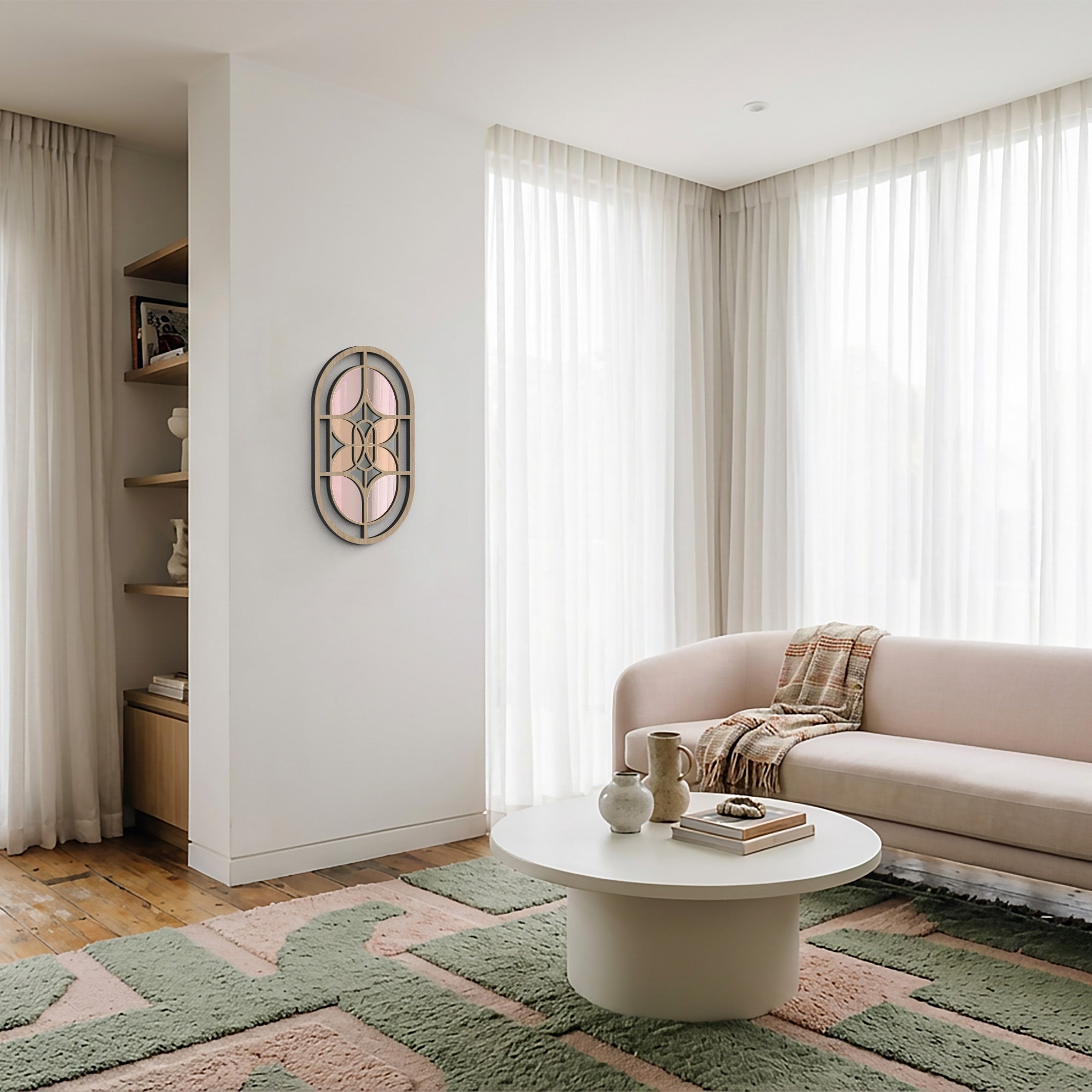 Oval Colored Mirror – Soft pastels mirror Wall Art