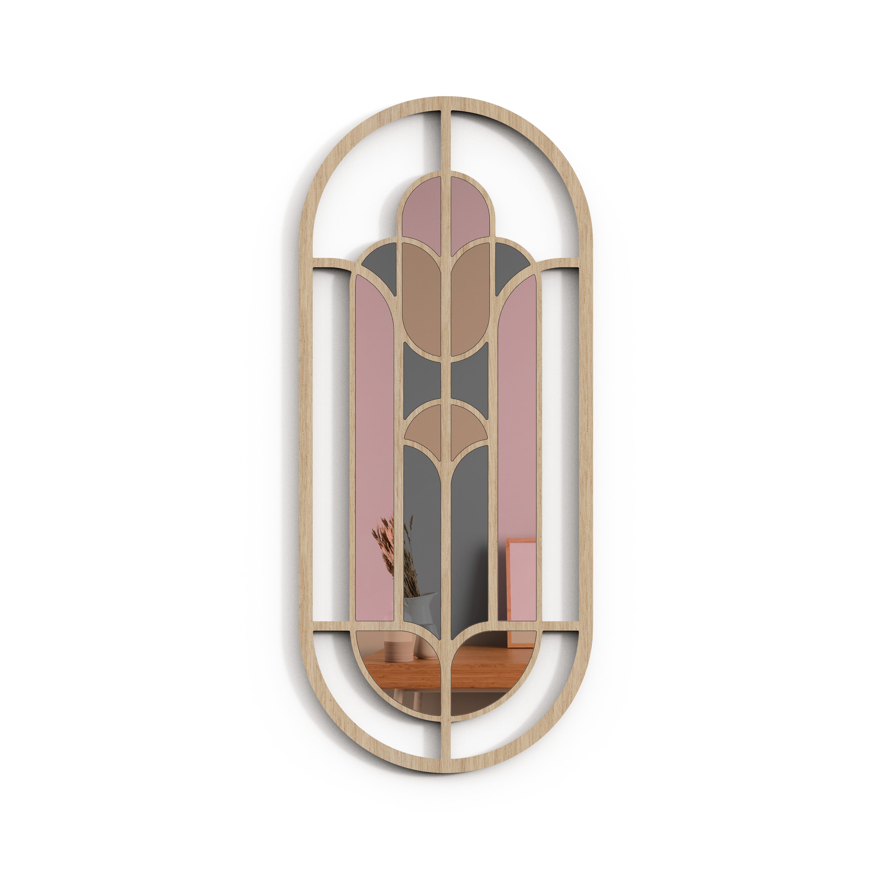 Long Oval Mirror – Soft pastels mirror Wall Art