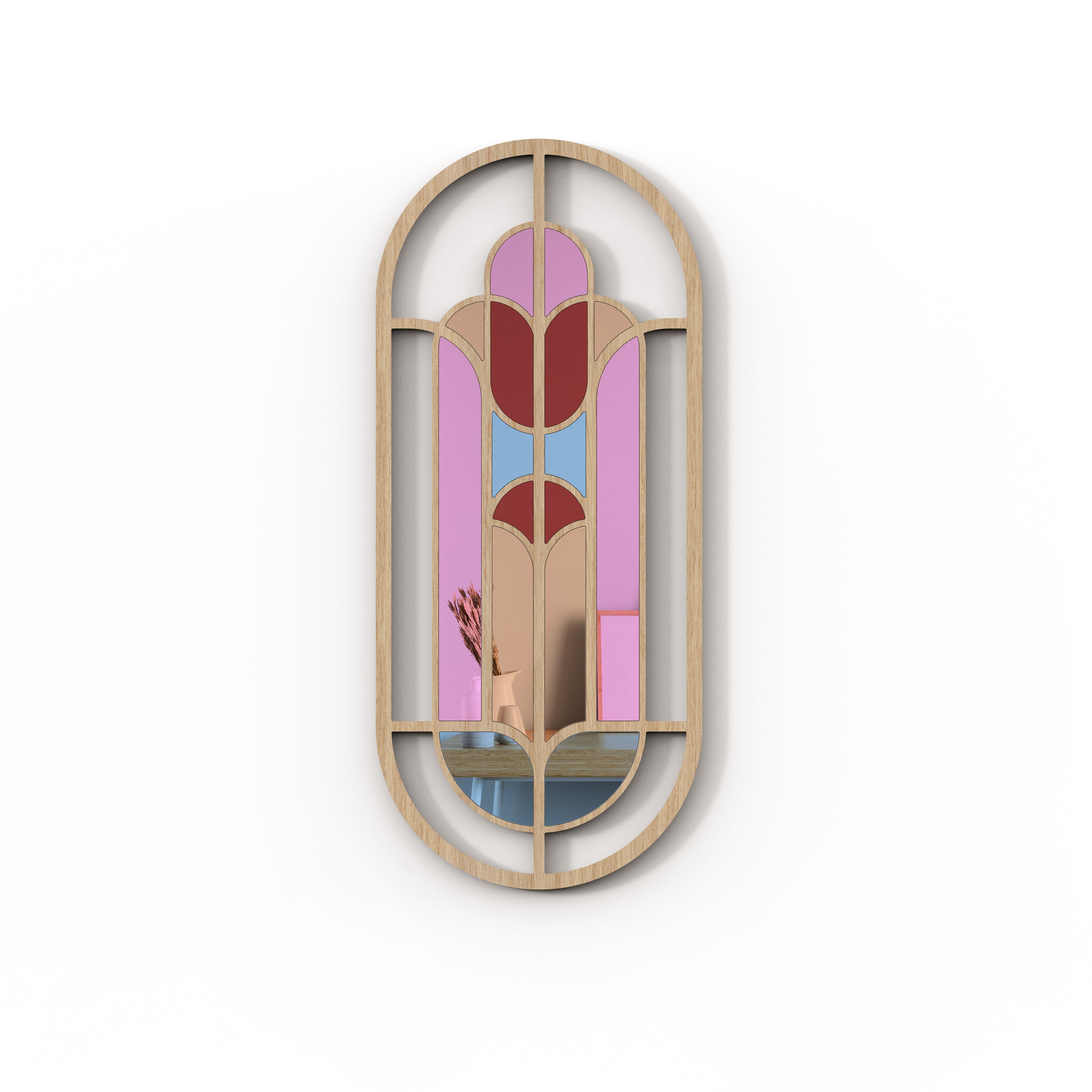 Long Oval Mirror – Floral mirror Wall Art